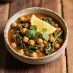 The Ultimate Chickpea and Spinach Curry – Ready in Under 35 Minutes 9 chickpea and spinach curry in a rustic bowl with cilantro garnish