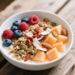 Yogurt with Granola: The Best 7 Health Benefits Recipe 7 Yogurt with granola bowl topped with fresh fruit and nuts