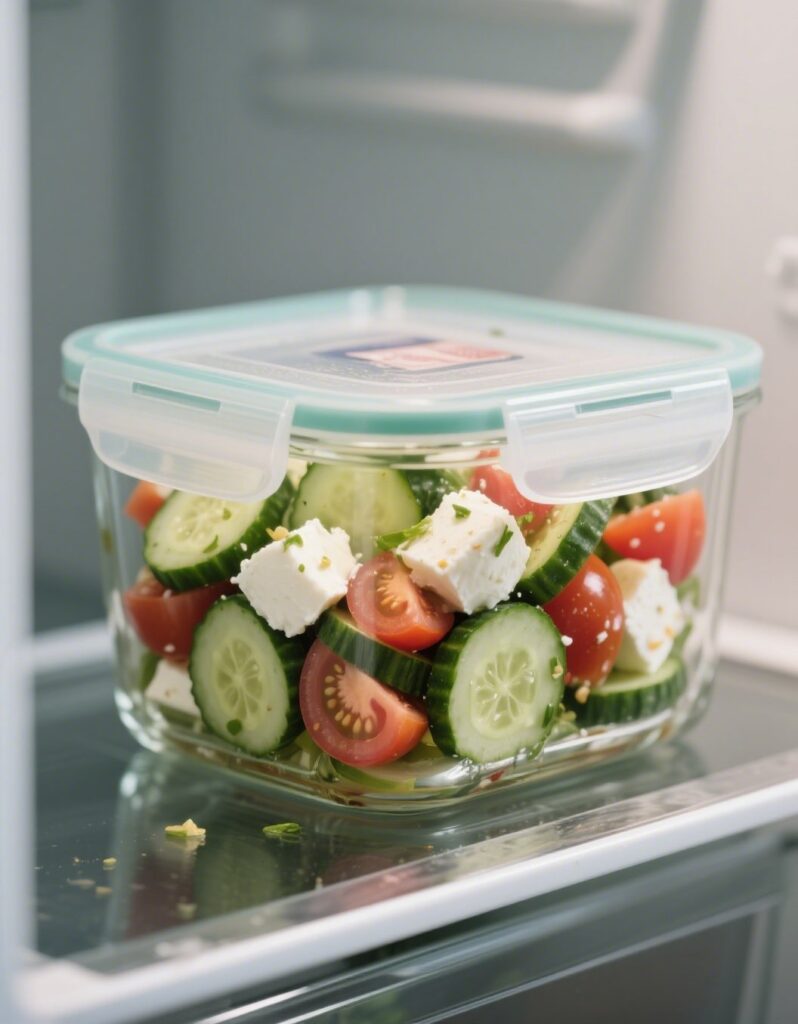 Cucumber Caprese Salad – The Best Summer Salad Twist for 2025 10 Storing Caprese salad in fridge container