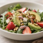 The best and Healthy Strawberry Crunch Salad with Champagne Vinaigrette 9 Strawberry Crunch Salad with Champagne Vinaigrette close-up