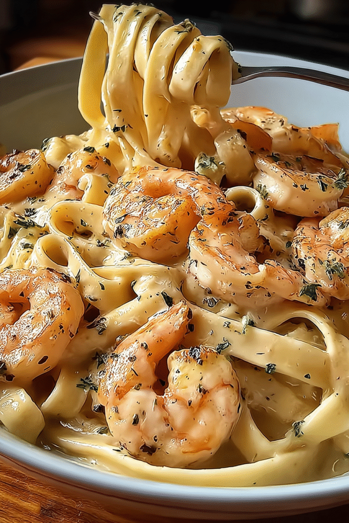 Creamy Shrimp Fettuccine Pasta With Homemade Alfredo Sauce 2 Creamy Shrimp Fettuccine Pasta