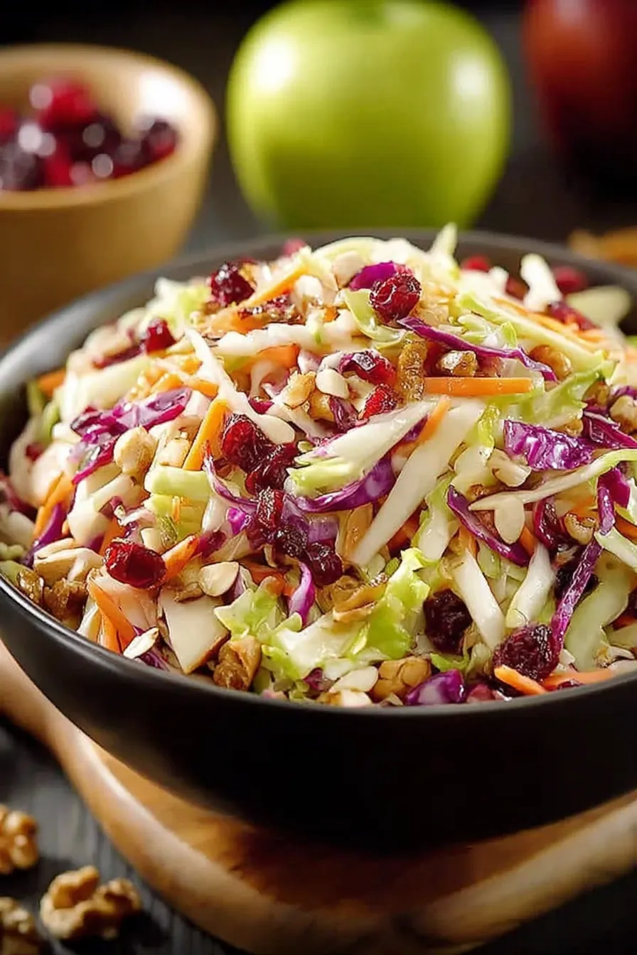 Apple Cranberry Coleslaw in a Bowl - Fresh and Colorful
