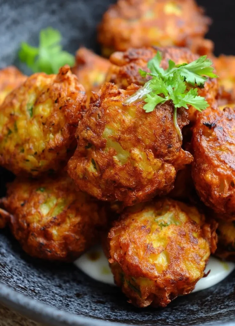 Crispy Cabbage Fritters on a Plate