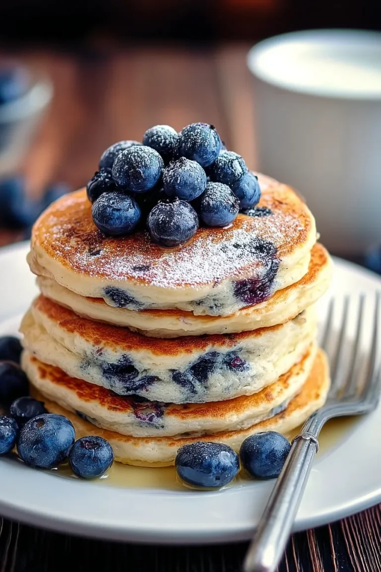 Greek Yogurt Pancakes with Blueberries Served Fresh