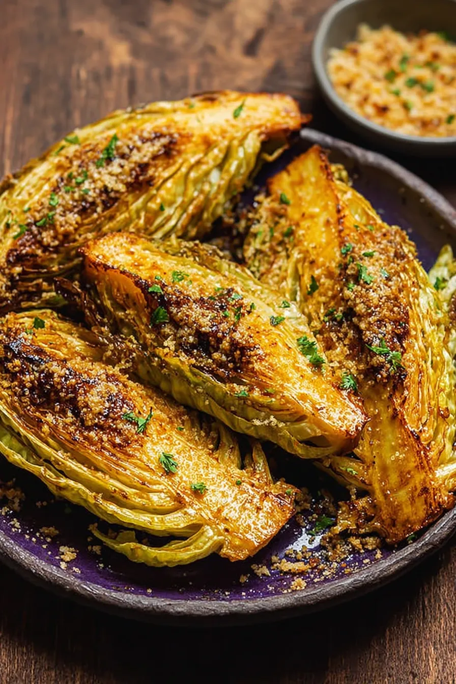 Miso Butter Roasted Cabbage Wedges