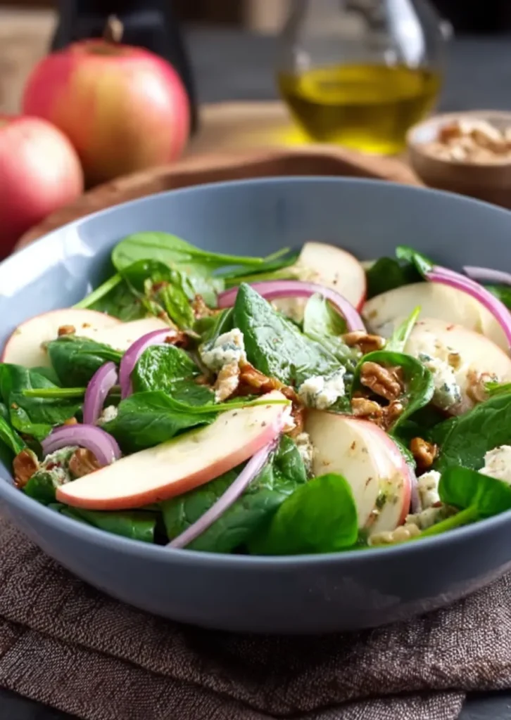 Spinach and Apple Salad: A Refreshing Taste of Wellness 4 Fresh Spinach and Apple Salad on a Plate