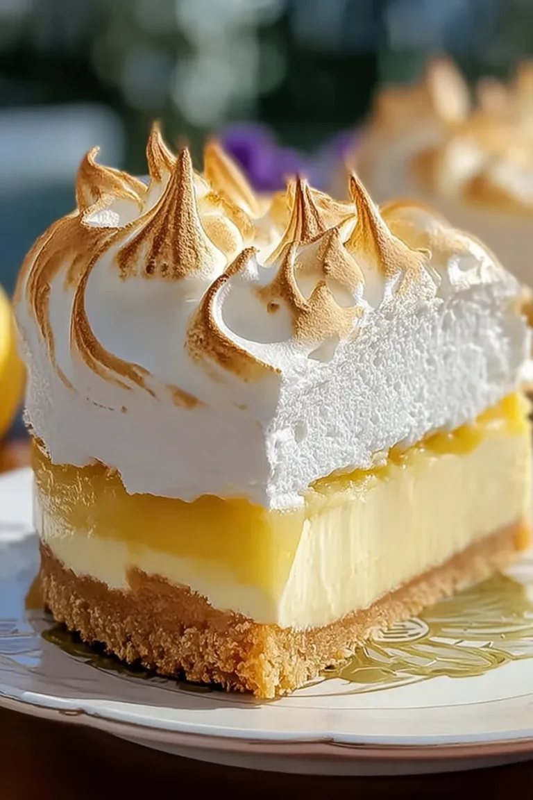 Triple Lemon Meringue Cheesecake Slice