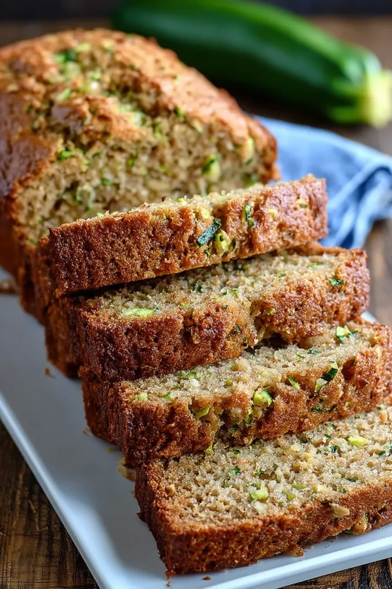 Homemade Zucchini Bread Slices on a Wooden Board