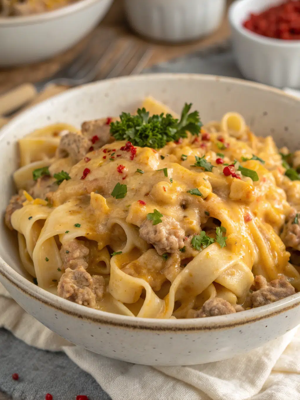 Cheesy Ground Turkey Pasta