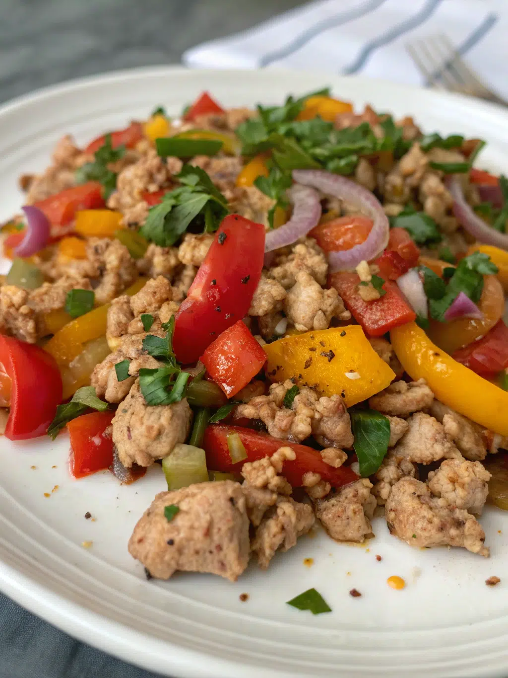 Ground turkey and peppers