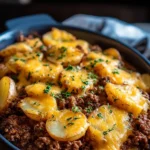 Cheesy Ground Beef and Potatoes: A Comforting Delight 5 Cheesy Ground Beef and Potatoes in a Casserole Dish