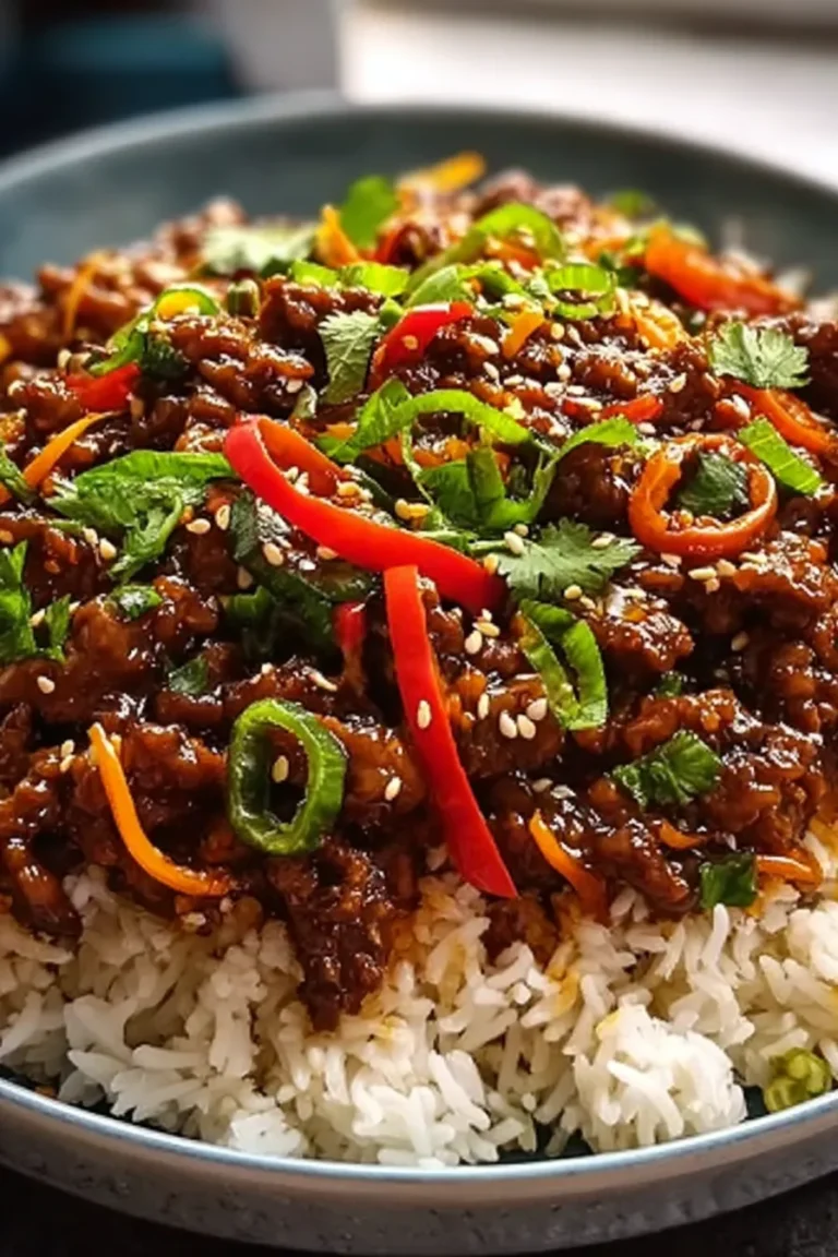 Crispy Chilli Beef Rice Plated for Dinner