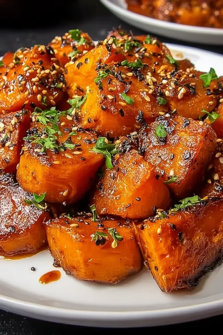 Honey Chili Smashed Sweet Potatoes Plated Delight