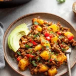 Mexican Ground Beef and Potato Skillet Served in a Pan