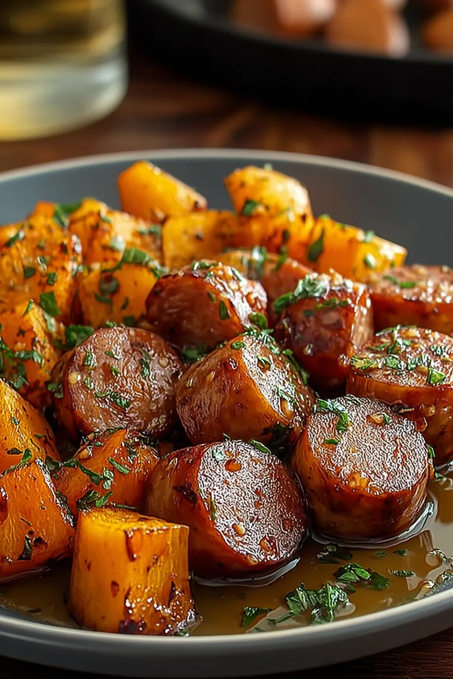 Sausage and Sweet Potatoes with Honey Garlic Sauce Delight 6 Sausage and Sweet Potatoes with Honey Garlic Sauce