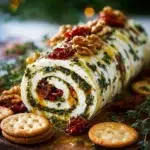 Cheese Log with Pesto and Sun Dried Tomatoes